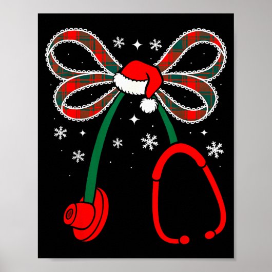 Nurse Coquette Bow Stethoscope Nursing Xmas Pjs Ch Poster (Vorne)