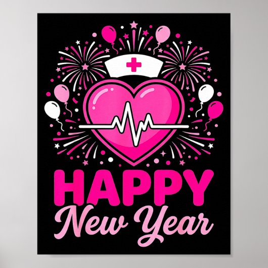 Nurse Crew Heartbeat Nye Countdown Party Year Happ Poster (Vorne)