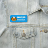 Nurse Custom Name Cute Dog Blue Namensschild (Beispiel)