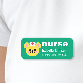 Nurse Custom Name Cute Dog Blue Namensschild