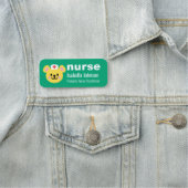 Nurse Custom Name Cute Dog Blue Namensschild (Beispiel)