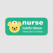 Nurse Custom Name Cute Dog Blue Namensschild (Vorderseite)