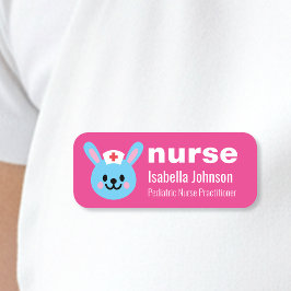 Nurse Custom Name Cute Rabbit Pink Namensschild