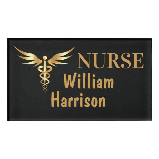 Nurse Customize Caduceus Namenschild (Vorderseite)