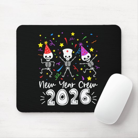 Nurse Dancing Skeleton New Year Crew 2026 Funny Er Mousepad (Mit Mouse)