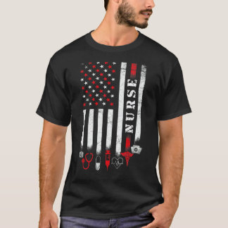 Nurse Day Vintage USA Amerikanische Flagge VA Nurs T-Shirt