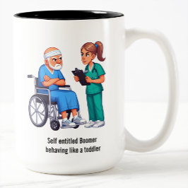 Nurse Dealing With Self Entitled Elderly Patient Zweifarbige Tasse