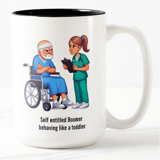 Nurse Dealing With Self Entitled Elderly Patient  Zweifarbige Tasse