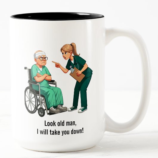 Nurse Dealing With Self Entitled Elderly Patient Zweifarbige Tasse