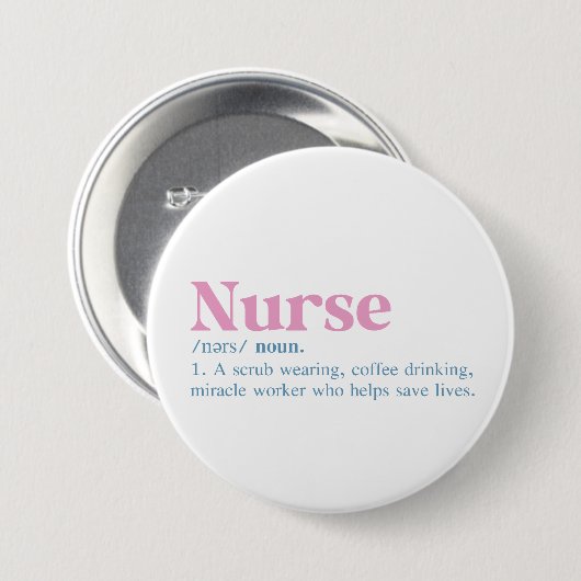 Nurse Definition Button Nursing-Geschenk (Vorne & Hinten)