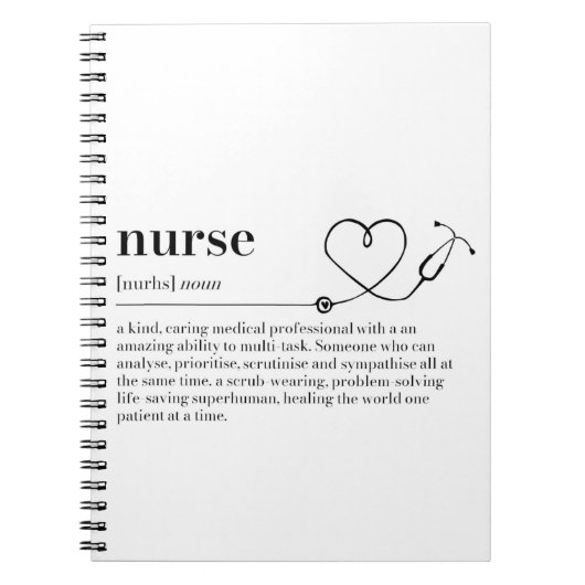 Nurse Definition Notebook Notizblock (Vorderseite)