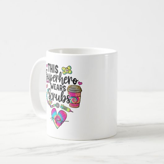 Nurse Dieser Superheld trägt Scrubs Kaffeetasse (Vorderseite Links)