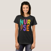 Nurse Distressed Leopard Blitzschlag Design T-Shirt (Vorne ganz)
