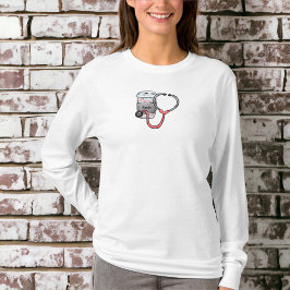 Nurse Doctor Custom Heartbeat Coffee Stethoscope T-Shirt