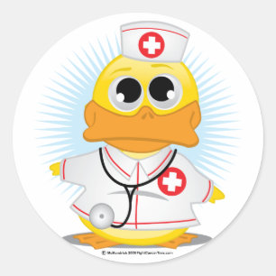 Nurse Duck Runder Aufkleber