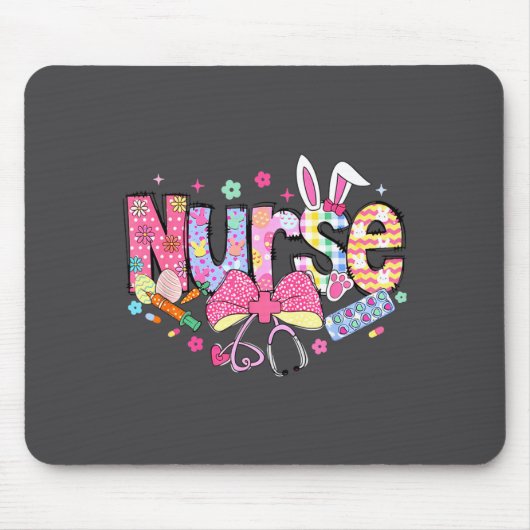 Nurse Easter Day Cute Coquette Stethoscope Nursing Mousepad (Vorne)