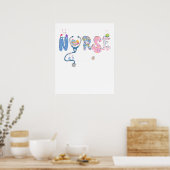 nurse easter, retro, vintage poster (Küche)