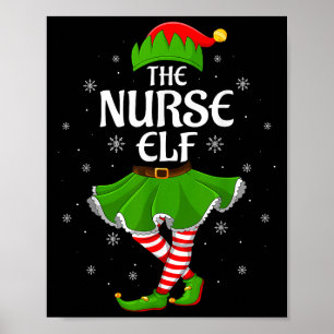 Nurse Elf Christmas Family Girls Elf Squad Frauen  Poster