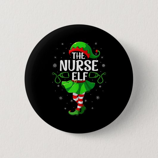 Nurse Elf Christmas Girls Women Elf Squad Xmas Fam Button (Vorderseite)
