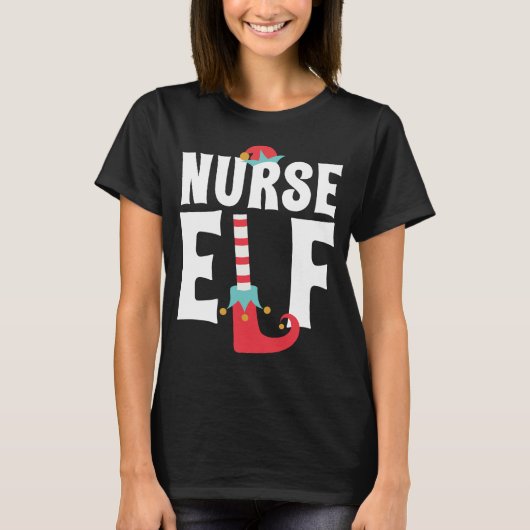Nurse Elf Niedlich Funny Weihnachtskostüm T-Shirt (Vorderseite)