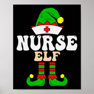 Nurse Elf Xmas Matching Family Group Christmas Par Poster