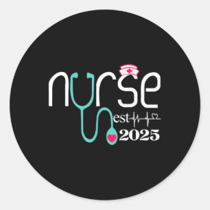 Nurse Est 2025 Rn Nursing School Abschluss Gradua Runder Aufkleber