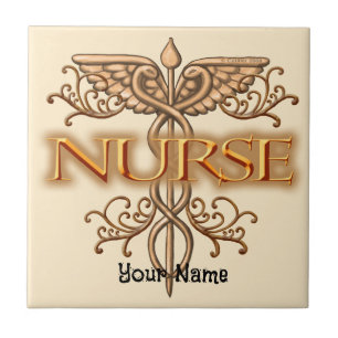 Nurse Extravagant Gold Caduceus Fliesen