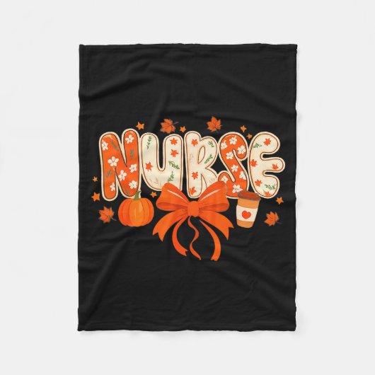Nurse Fall Autumn Pumpkin Sce Coffee Thanksgiving Fleecedecke (Vorderseite)