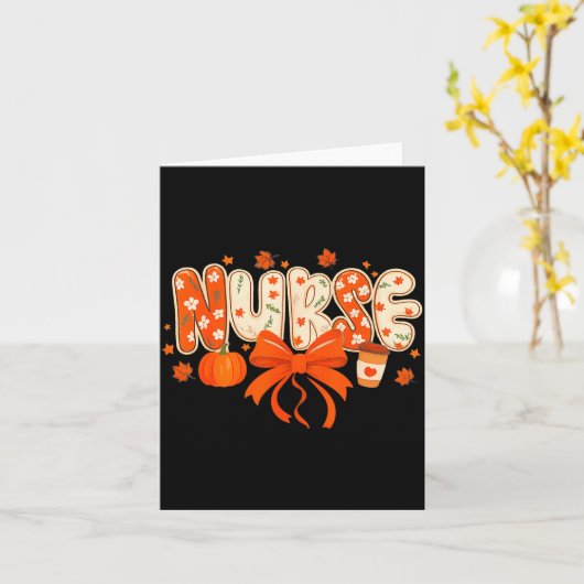 Nurse Fall Autumn Pumpkin Sce Coffee Thanksgiving Karte (Gelbe Blume)