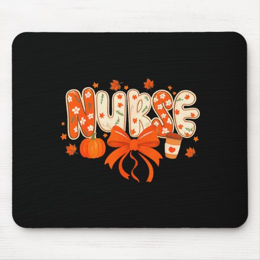 Nurse Fall Autumn Pumpkin Sce Coffee Thanksgiving Mousepad (Vorne)