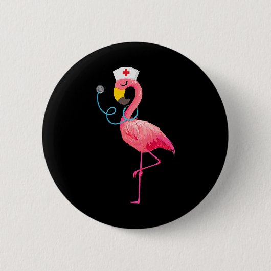Nurse Flamingo - Funny Flamingo Lover Nursing Button (Vorderseite)