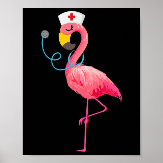 Nurse Flamingo - Funny Flamingo Lover Nursing Poster (Vorne)