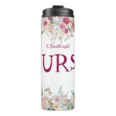 Nurse Floral Elegance Watercolor Borders Thermosbecher (Vorderseite)