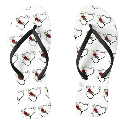 Nurse floral Stethoscope Flip Flops Badesandalen (Fußbett)