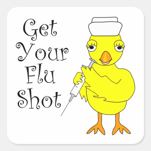 Nurse Flu Shot Chick Quadratischer Aufkleber (Vorderseite)