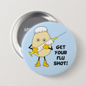 Nurse Flu Shot Egghead Button (Vorne & Hinten)