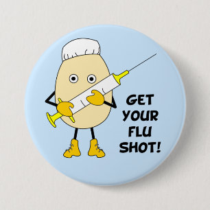 Nurse Flu Shot Egghead Button