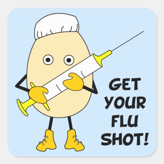 Nurse Flu Shot Egghead Quadratischer Aufkleber (Vorderseite)