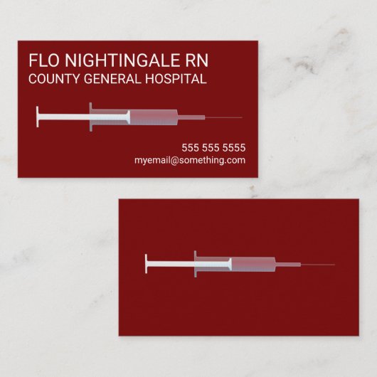 Nurse Flu Shot Red Visitenkarte (Vorne/Hinten)