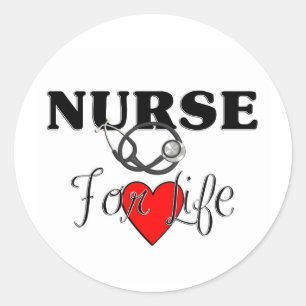 Nurse For Life Runder Aufkleber