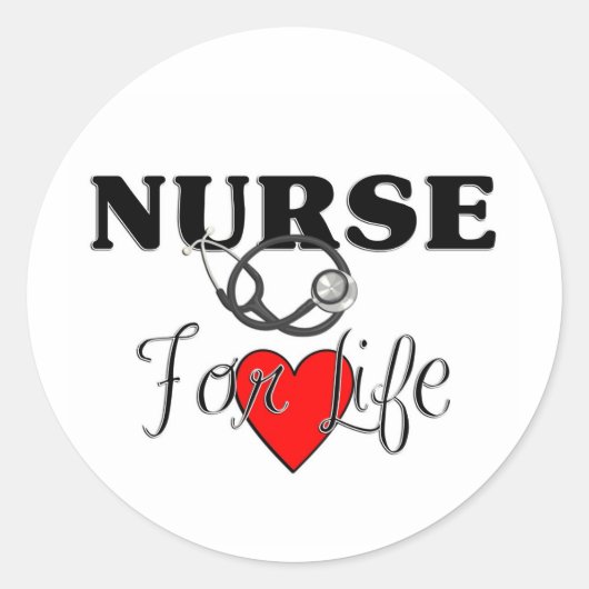 Nurse For Life Runder Aufkleber (Vorderseite)