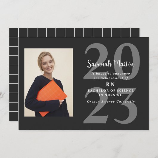 Nurse Foto 2023 Abschluss Black Ankündigung (Vorne/Hinten)
