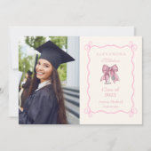 Nurse Foto Coquette Pink Bow Elegante Abschluss Ankündigung (Vorderseite)