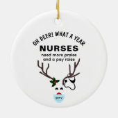 Nurse Funny Christmas Stethoscope Reindeer Custom Keramik Ornament (Hinten)