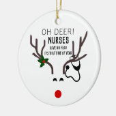 Nurse Funny Christmas Stethoscope Reindeer Keramik Ornament (Links)