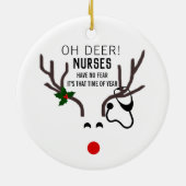 Nurse Funny Christmas Stethoscope Reindeer Keramik Ornament (Hinten)
