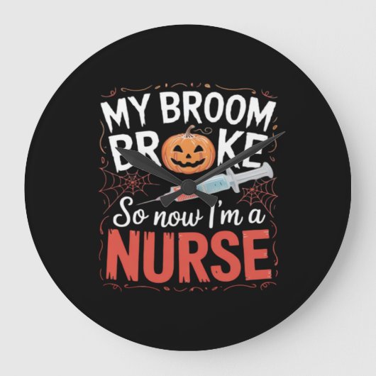 Nurse Funny Halloween Nursing Essential T - Shirt_ Große Wanduhr (Vorderseite)