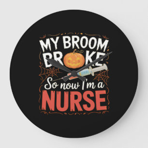 Nurse Funny Halloween Nursing Essential T - Shirt Große Wanduhr