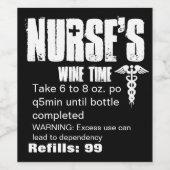 Nurse Funny Prescription Medical Caduceus Party Weinetikett (Einzelnes Label)
