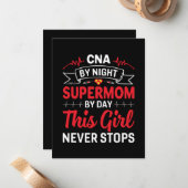Nurse Geschenk CNA von der Nachtsupermutter Mitteilungskarte (Vorderseite/Rückseite Beispiel)